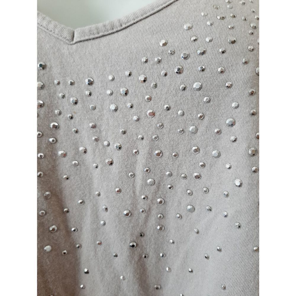 Elle gray gem embellished sz 1X oversized blouse - Picture 2 of 5